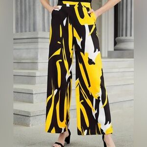NWT Ashley Stewart Bold Yellow and Black Wide Leg Pants Sz 18/20